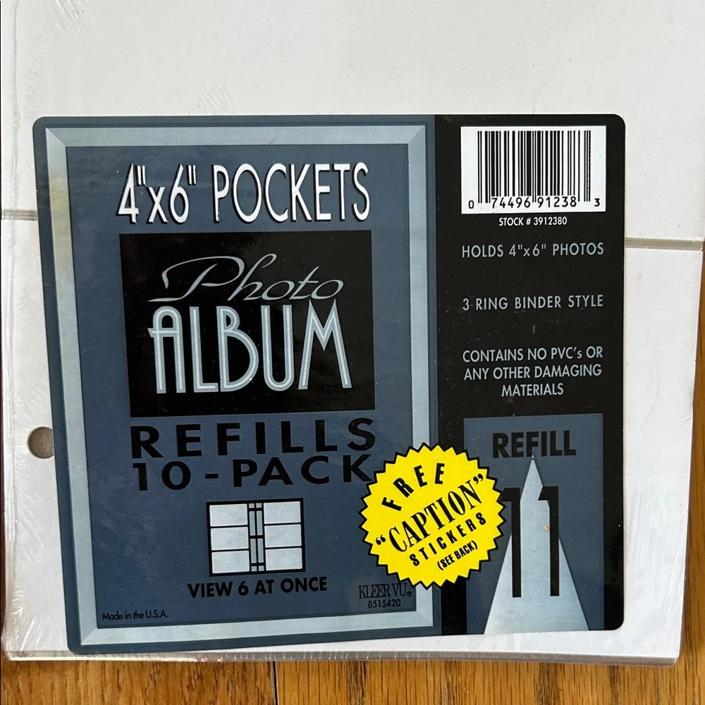 White 4x6 Photo Album Refill Pockets;Total-33 pages-(17 hold 2 photos;16 hold 3)